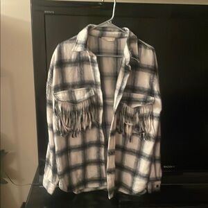 Plaid Fringe Button-Up Flannel